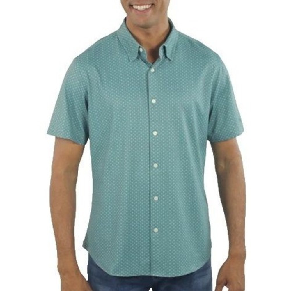New JACHS New York Short Sleeved Shirt Men's Small Green Poly Spandex Stretch